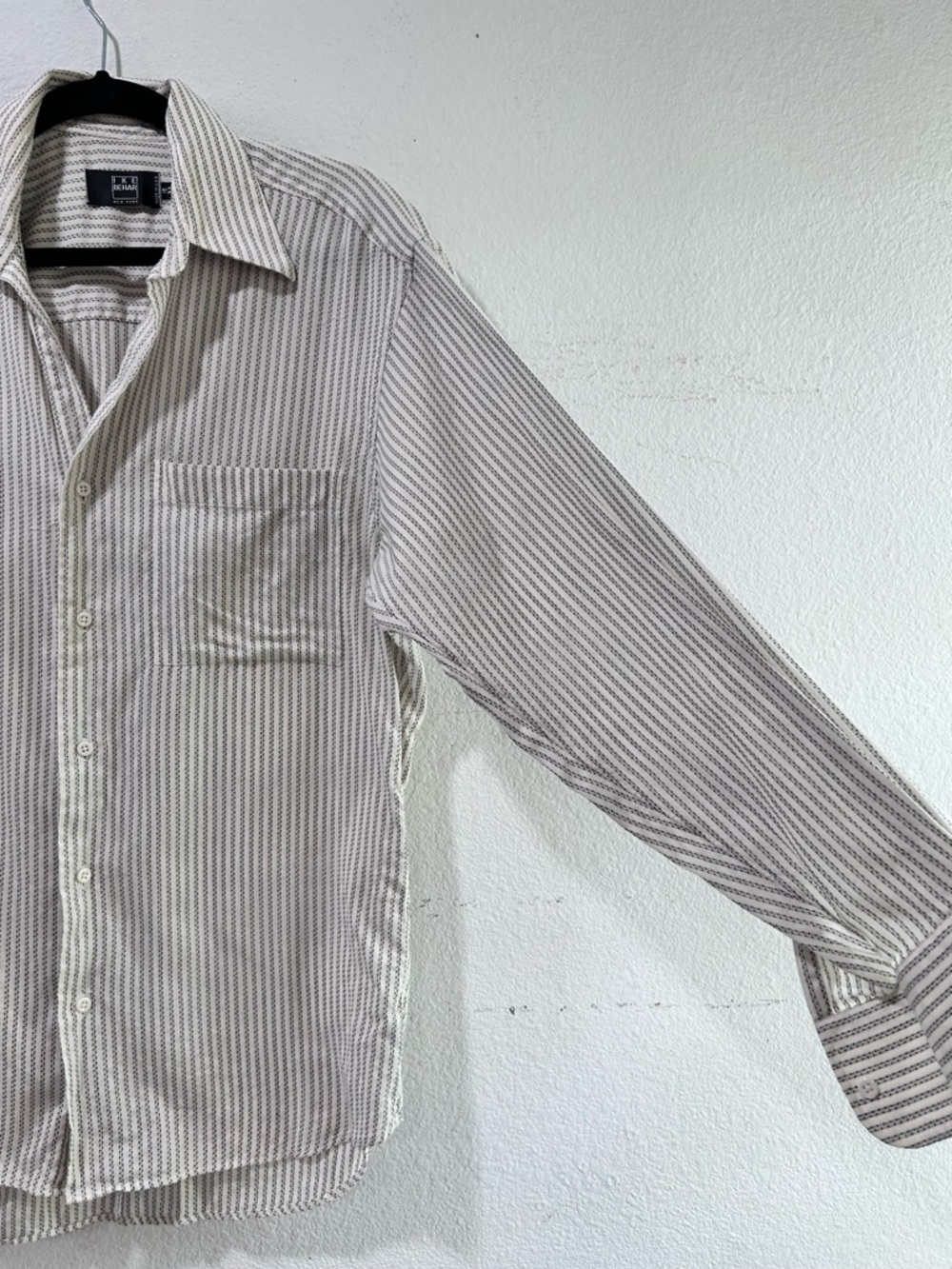 Ike Behar Long-Sleeve Striped Dress Shirt - White & Gray - Picture 5 of 16